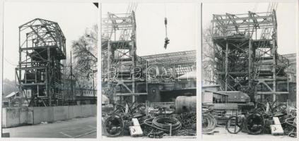 1977 Budapest, várostörténeti fotó a Nyugati pályaudvar melletti aknatoronyról, amelyet a metróépíté...