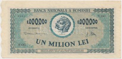 Románia 1947. 1.000.000L T:I-,II hajtatlan Romania 1947. 1.000.000 Lei C:AU,XF unfolded