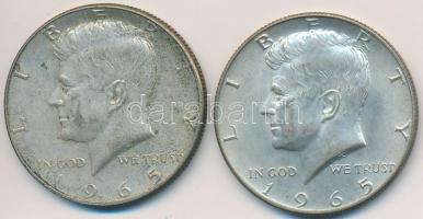 Amerikai Egyesült Államok 1965. 1/2$ Ag Kennedy (2x) T:2,2- USA 1965. 1/2 Dollar Ag Kennedy (2x) C:XF,VF