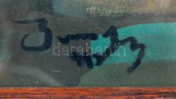 Olvashatatlan jelzéssel: Ház részlet, akvarell, papír, üvegezett fa keretben, 33×43 cm