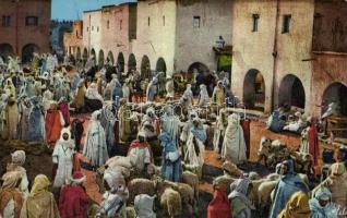 North African folklore, sheep market, merchants