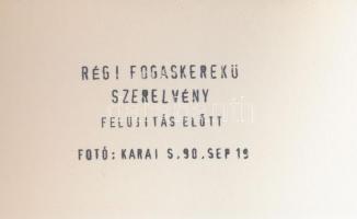 1990 Budapest, közlekedéstörténeti lelet, régi fogaskerekű szerelvény felújítás előtt, Karai S. felv...