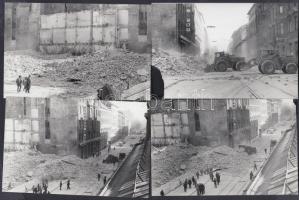 1973. február 20. Budapest, Várostörténeti fotók a Kálvin tér melletti Névtelen utcai ház bontásáról, Karai Sándor felvételei, 9 db pecséttel jelzett fotó, 9x14 cm