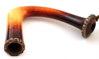 cca 1900 Filigrán tajtékpipa bőr tokkal