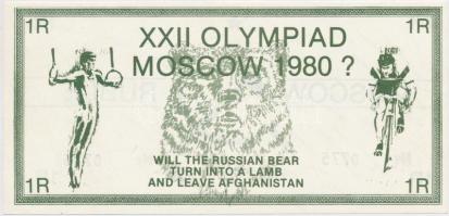 1980. 1R "Moszkvai olimpia bojkottja" propaganda bankjegy T:I 1980. 1 Ruble "Boycott of the Moscow Olympics" propaganda banknote C:UNC