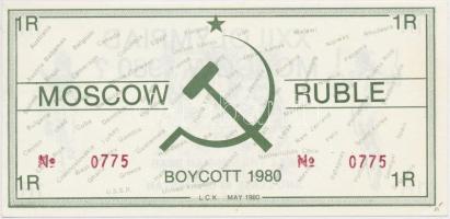 1980. 1R "Moszkvai olimpia bojkottja" propaganda bankjegy T:I
1980. 1 Ruble "Boycott ...