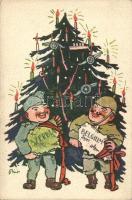 Szerbia-Belgium, karácsony; Magyar Földrajzi  Intézet / WWI Serbia-Belgium christmas propaganda card s: Biró