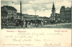 Temesvár, Gyárváros, Kossuth Lajos tér / square, market (EB)