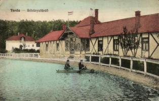 Torda, Sóbányafürdő, meleg fürdő, csónak; kiadja Népkönyvkereskedés / spa, boat (EK)