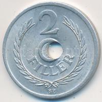 1955. 2f elcsúszott lyukasztási verethibával! T:1- Hungary 1955. 2 Fillér with striking error C:AU 