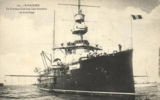 St Nazaire, Le Croiseur-Cuirassé 'Leon Gambetta' au mouillage / French battleship, Francia hadihajó, 'Léon Gambetta'