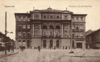 Temesvár, Ferencz József színház, villamos / theatre, tram (Rb)