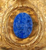 Ezüst (Ag.) kehely, talprész: tűz aranyozott, pótolt csiszolt lápisz lazúrit kövekkel díszített, pon...