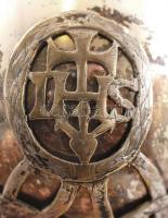 Ezüst (Ag.) kehely, talprész: tűz aranyozott, pótolt csiszolt lápisz lazúrit kövekkel díszített, pon...