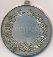 1934. "Gábor Áron Polgári Lövész Egyesület Budapest" ezüstözött Br díjérem füllel (40mm) T...