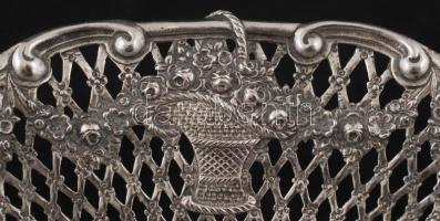 Ezüst (Ag.) áttört antik kosár puttós jelenettel, jelzett(pA), poncolt, jó állapotban, 25×20 cm, net...