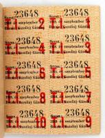 1948 A székesfőváros által kiadott T.I. üzemanyagkönyv, mely legfeljebb 100 liter üzemanyag vásárlás...