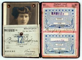 1917 A Budapesti Villamos Városi Vasút RT. által kiadott fényképes bérletjegy