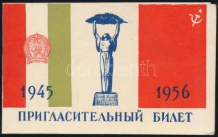 1956 Tiszteletjegy az 1956-ban Moszkvában megtartott Magyarországi felszabadulási ünnepségre, 7x12cm