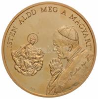 Bognár György (1944-) / Lebó Ferenc (1960-) 1991. "II. János Pál pápa látogatása - Pécs" aranyozott Br piefort emlékérem dísztokban (65mm) T:PP ujjlenyomat