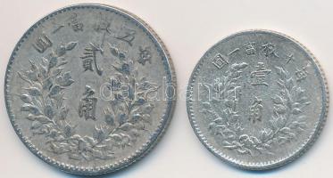 Kína 1914. 10c Ag + 20c Ag "Yüan Shihkai" T:3
China 1914. 10 Cents Ag + 20 Cents Ag "...