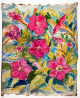 Herpay József: Virágcsendélet. Vegyes technika, vászon, jelzett, 70×60 cm