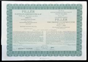 1993. Pillér Első Ingatlanbefektetési Alap 10db befektetési jegye egyenként 1000Ft-ról szelvényekkel T:II-,III