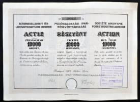 Budapest 1922-1923. "Mezőgazdasági Ipar-Részvénytársaság" részvénye 1000K-ról és 10.000K-r...