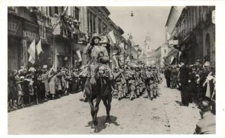 1940 Szatmárnémeti, bevonulás / entry of the Hungarian troops, 'vissza' So. Stpl