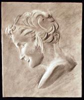Olvashatatlan jelzéssel: Női fej, ceruza, papír, 26×22 cm