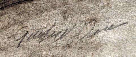 Olvashatatlan jelzéssel: Női fej, ceruza, papír, 26×22 cm