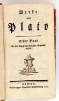 Werte des Platon. Erster Band. Lemgo, 1778, Menerschen Buchandlung. Erősen kopott kemény kötésben