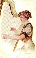 Annie Laurie, Lady with harp, The Knapp Co. Paul Heckscher Imp. No. 304-1. s: T. Earl Christy (EB)