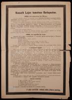 1894 A székesfőváros által kiadott, Kossuth Lajos temetésének programját ismertető plakát, szakadt, 35x25 cm