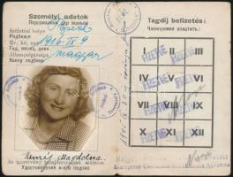 1945 A Magyar Artisták Szabad Szervezetének fényképes tagsági igazolványa