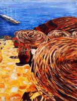 Bényi Emese (1973-): Kilátás a tengerre. Olaj, farost, jelzett, 90×70 cm