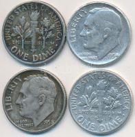 Amerikai Egyesült Államok 1954-1959. 1D Ag "Roosevelt" (4x) T:2-,3
USA 1954-1959. 1 Dime A...