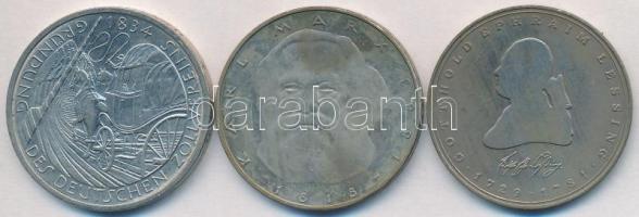 NSZK 1981J 5M Cu-Ni "Gotthold Ephraim Lessing halálának 200. évfordulója" + 1983J 5M Cu-Ni...