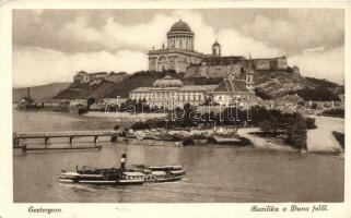 Esztergom, bazilika a Duna felől, gőzhajó (EK)