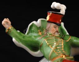 Herendi Sárkányölő, kézzel festett, jelzett, restaurált, m:20 cm, h:17 cm