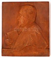 Csillag István (1881-1968): Dr Hevesi Simon főrabbi. Terrakotta plakett, jelzett, kopás nyomokkal, 23,5×20,5 cm