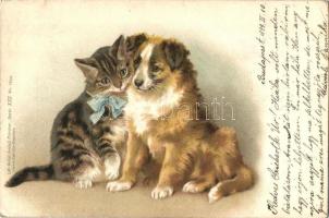 1899 Cat and dog, Lith-Artist Anstalt München, Serie XIII. No. 16904. litho (EB)