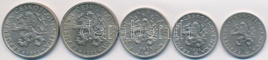Csehszlovákia 1922-1926. 20h-1K Cu-Ni(5x) T:2
Czechoslovakia 1922-1926. 20 Haleru - 1 Koruna Cu-Ni (...