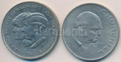 Nagy-Britannia 1965. 1C "Sir Winston Churchill" + 1981. 25P Cu-Ni "Károly és Diana es...