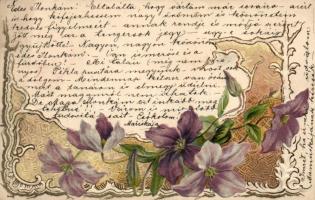 Floral Emb. Art Nouveau greeting card litho