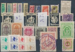30 db tagsági bélyeg, Gyermekposta, bérletbélyeg, védjegy, stb.