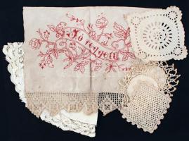 Terítő tétel, vászon, összesen: 8 db d:17-31 cm