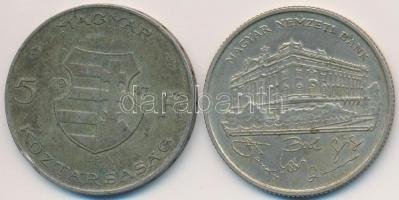 1947. 5Ft Ag "Kossuth" + 1993. 200Ft Ag "MNB" T:2-,2