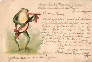 1898 Frog with lute, Kunstanstalt J. Miesler 2054. litho (EM)