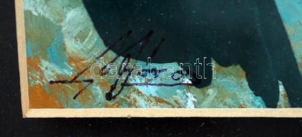 Molnár János( 1950-): Alvó Ámor. Akvarell, papír, jelzett, üvegezett keretben, 24,5×20 cm